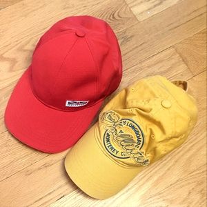 Two caps - red and yellow